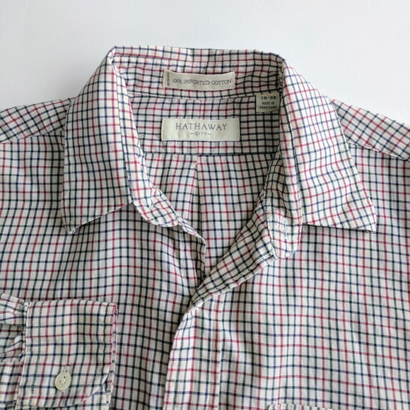 Buttondown Shirt Blue Red Check Casual - Picture 4 of 9